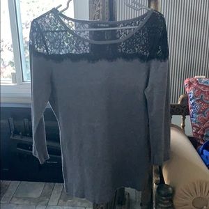 Express Gray Long Sleeve Sweater Shirt